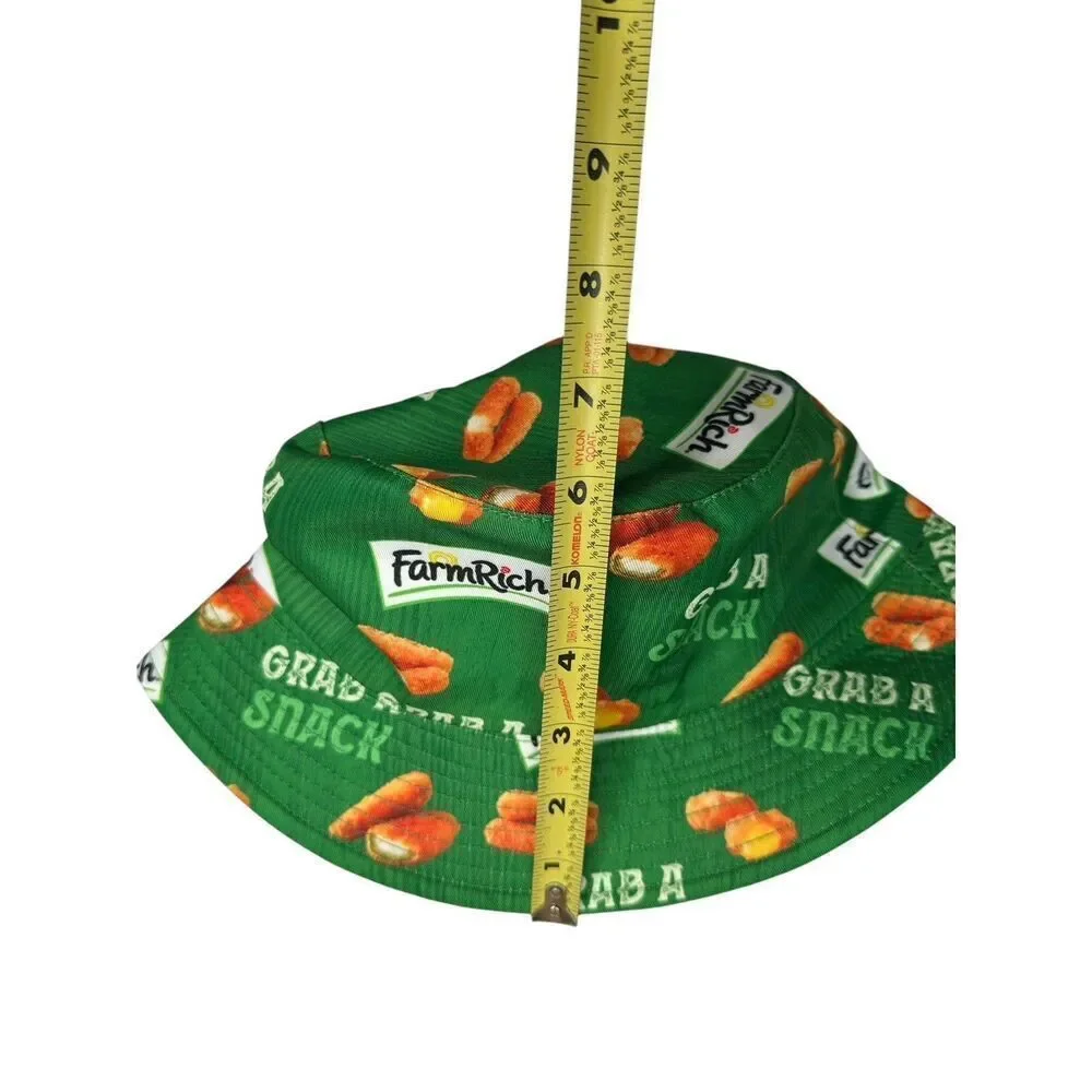 New Farm Rich Promotional Bucket Hat Green Never Worn 8 Inch Head Measurement